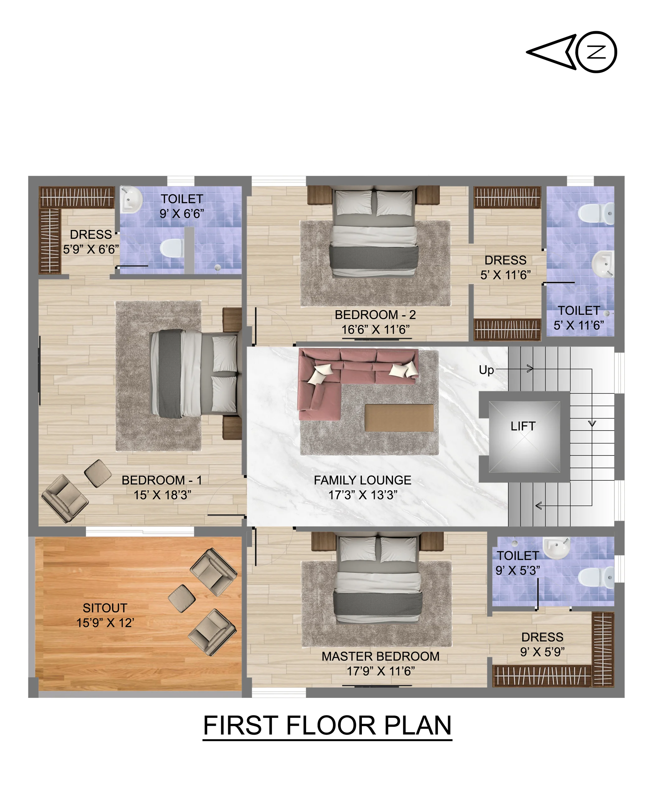 300 Sq Yards West First Floor