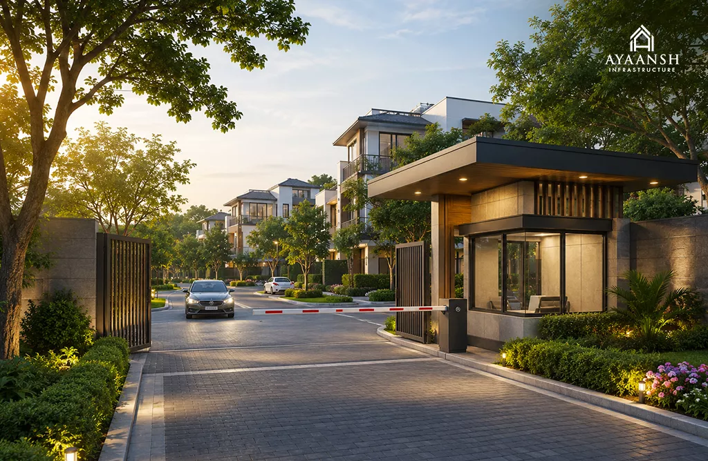  Modern Gated Community Entrance with Premium Villas in Vizag.