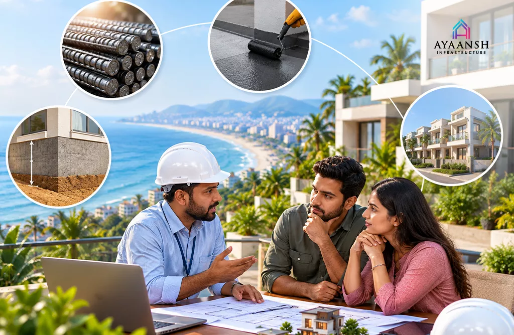 Top Construction Firm in Vizag Presenting Coastal Villa Community Model.